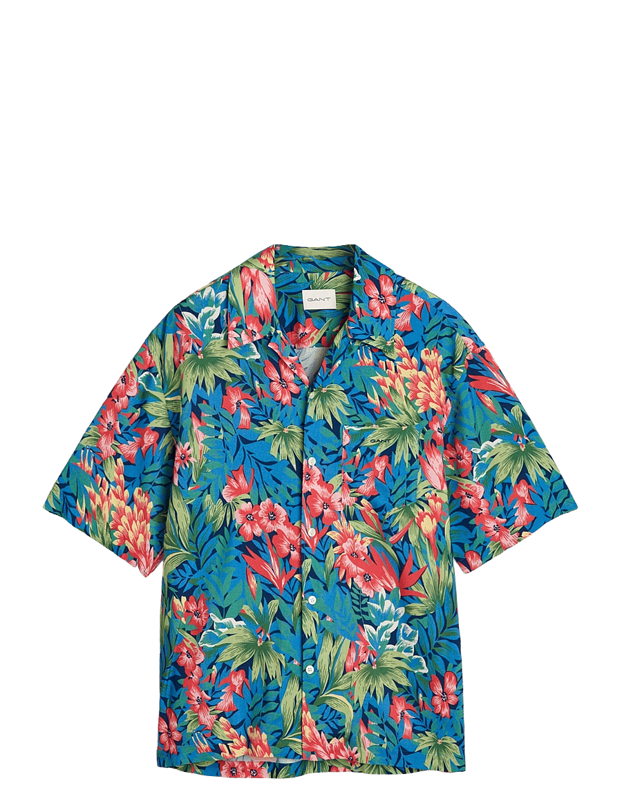 Gant - REL TROPICAL PRINT SS SHIRT - lyhythihaiset kauluspaidat - deep cobalt - 1