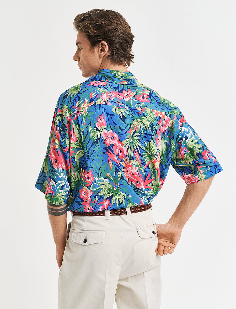 Gant - REL TROPICAL PRINT SS SHIRT - lyhythihaiset kauluspaidat - deep cobalt - 2