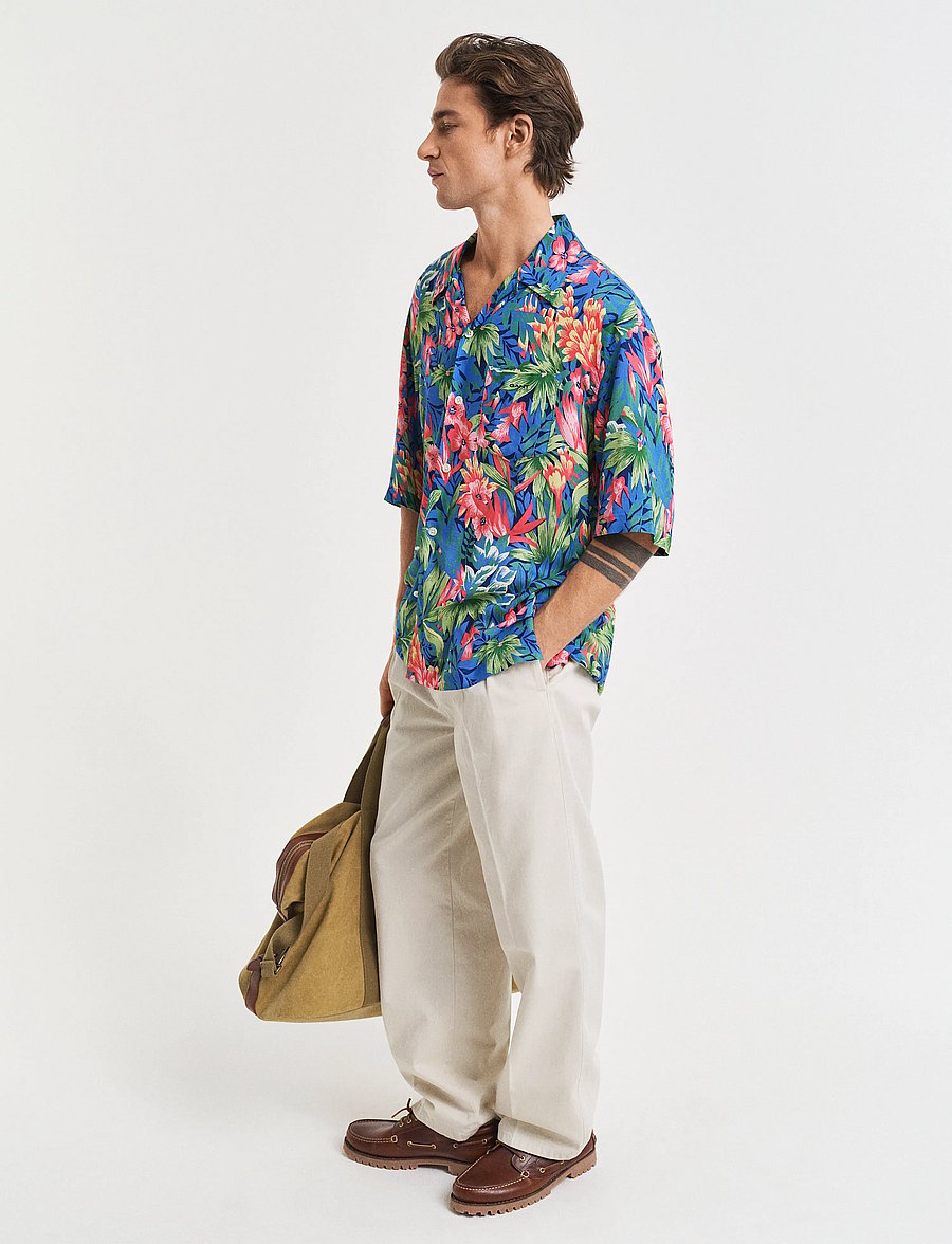Gant - REL TROPICAL PRINT SS SHIRT - lyhythihaiset kauluspaidat - deep cobalt - 4