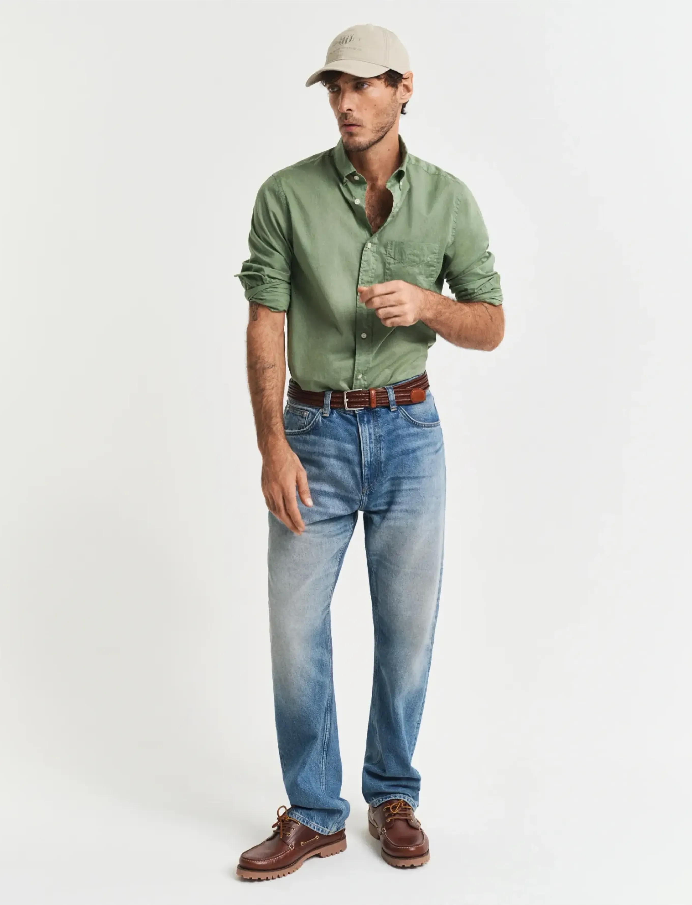 Gant - REG SUNFADED VOILE SHIRT - casual skjorter - kalamata green - 4