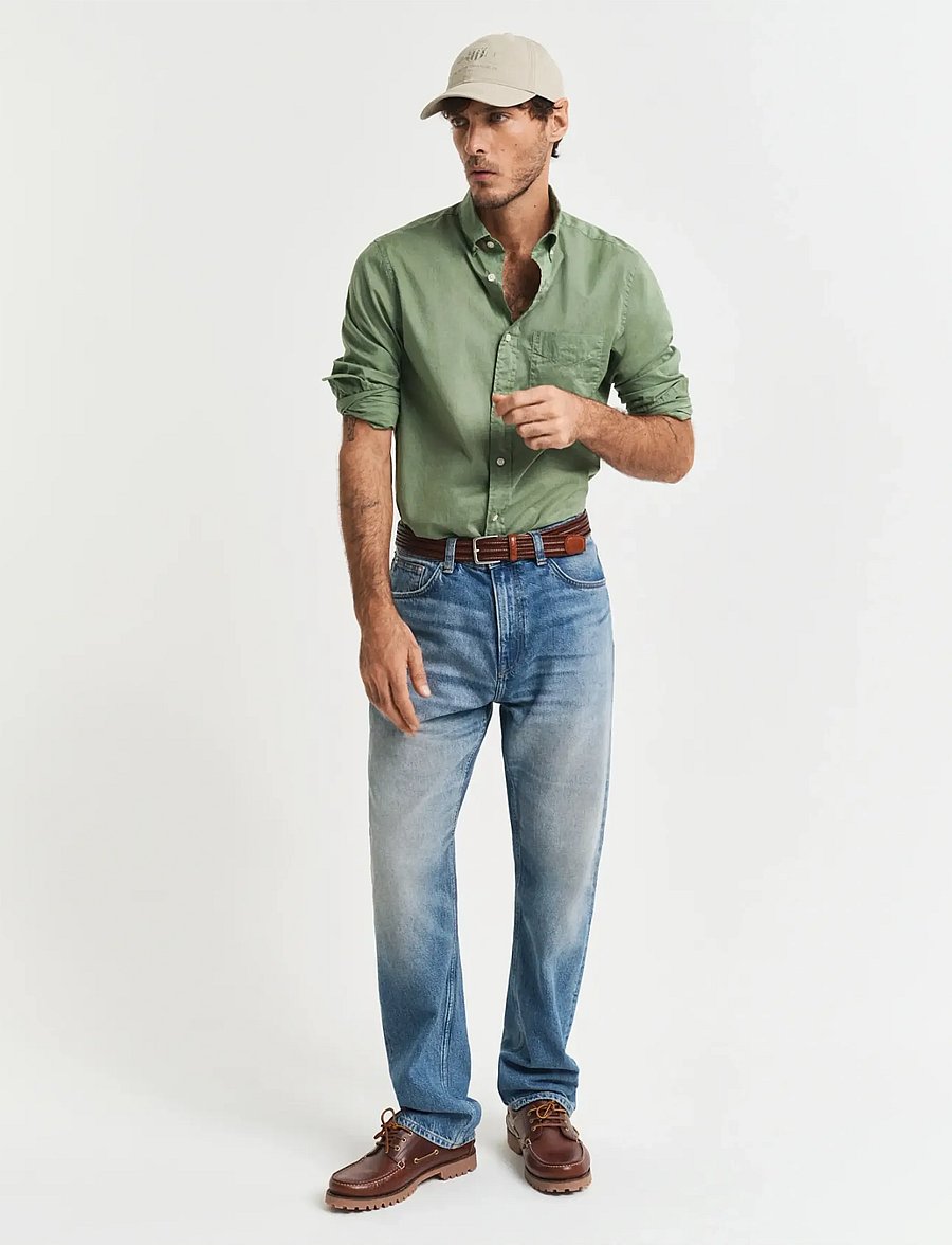 Gant - REG SUNFADED VOILE SHIRT - casual skjorter - kalamata green - 4