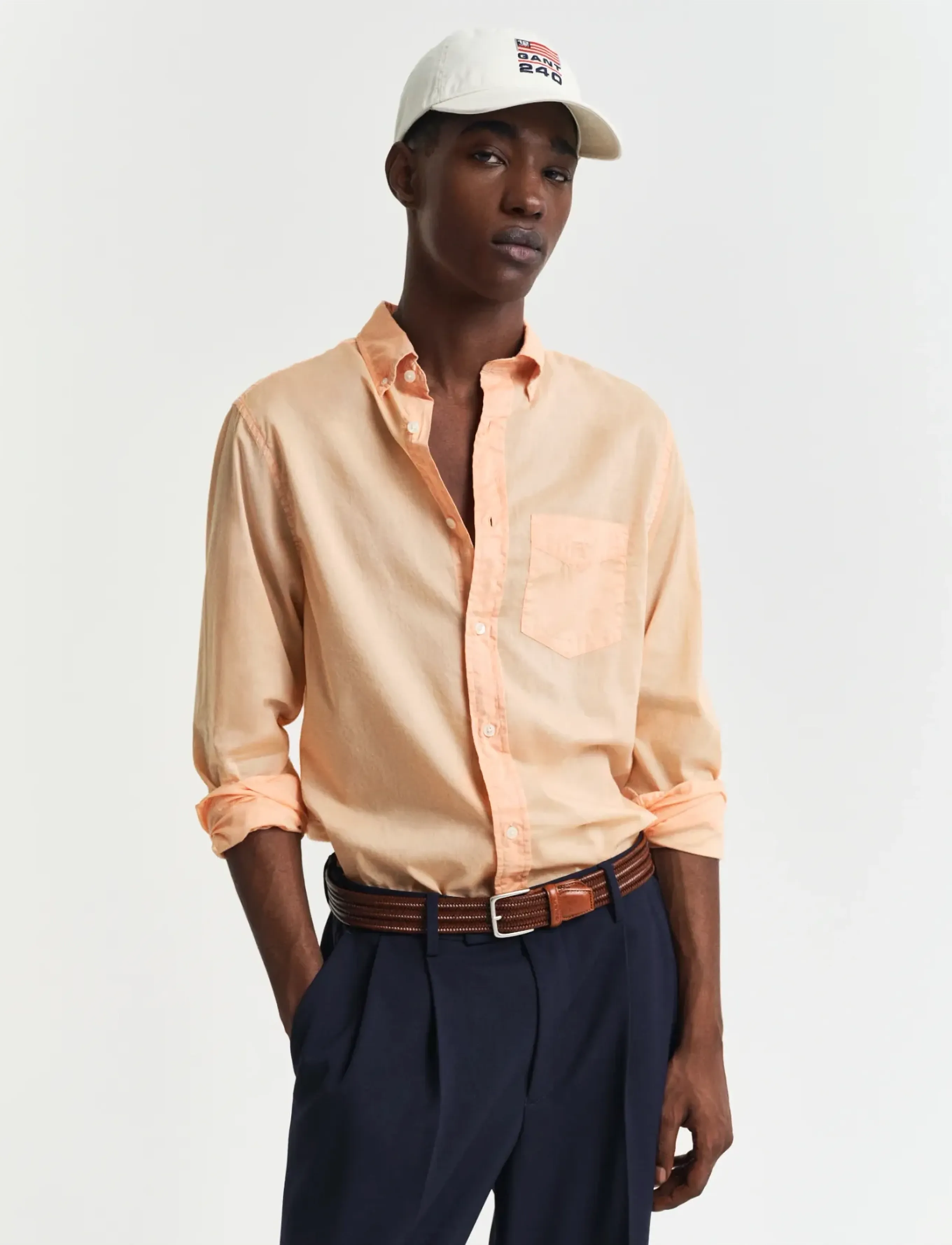 Gant Reg Sunfaded Voile Shirt, XL, Orange, Skjorter > Afslappet Shirts, Herre