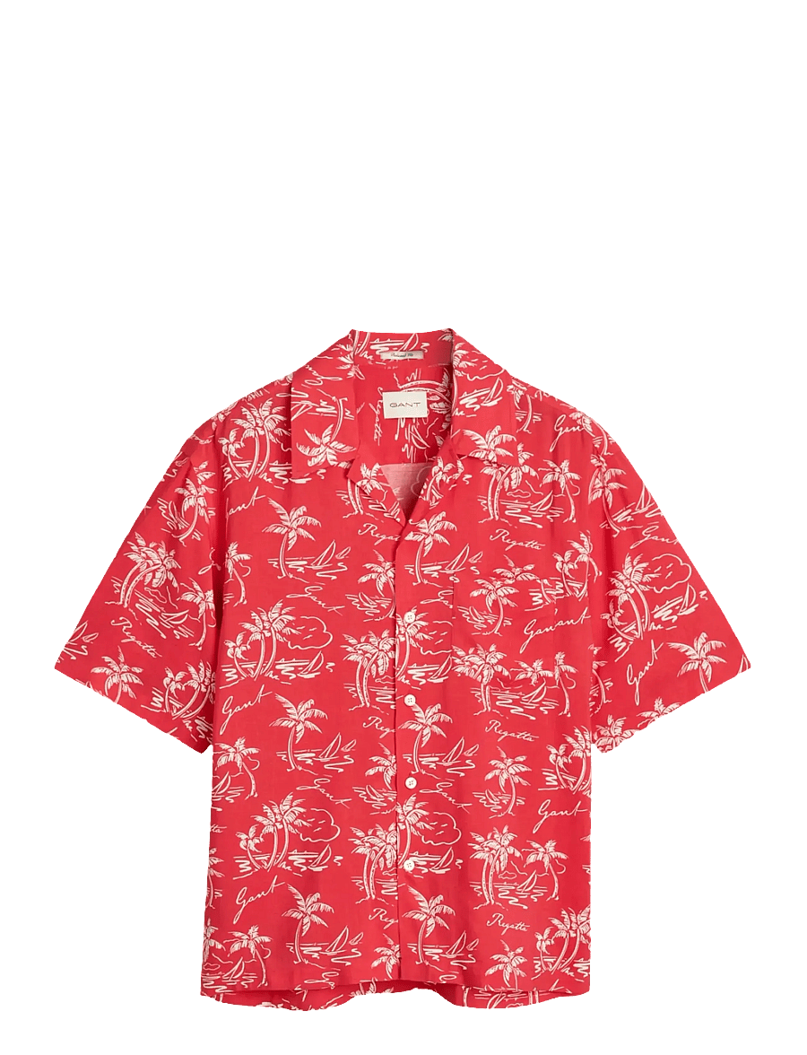 Gant - REL ISLAND PRINT SHIRT - kurzarmhemden - watermelon red - 0