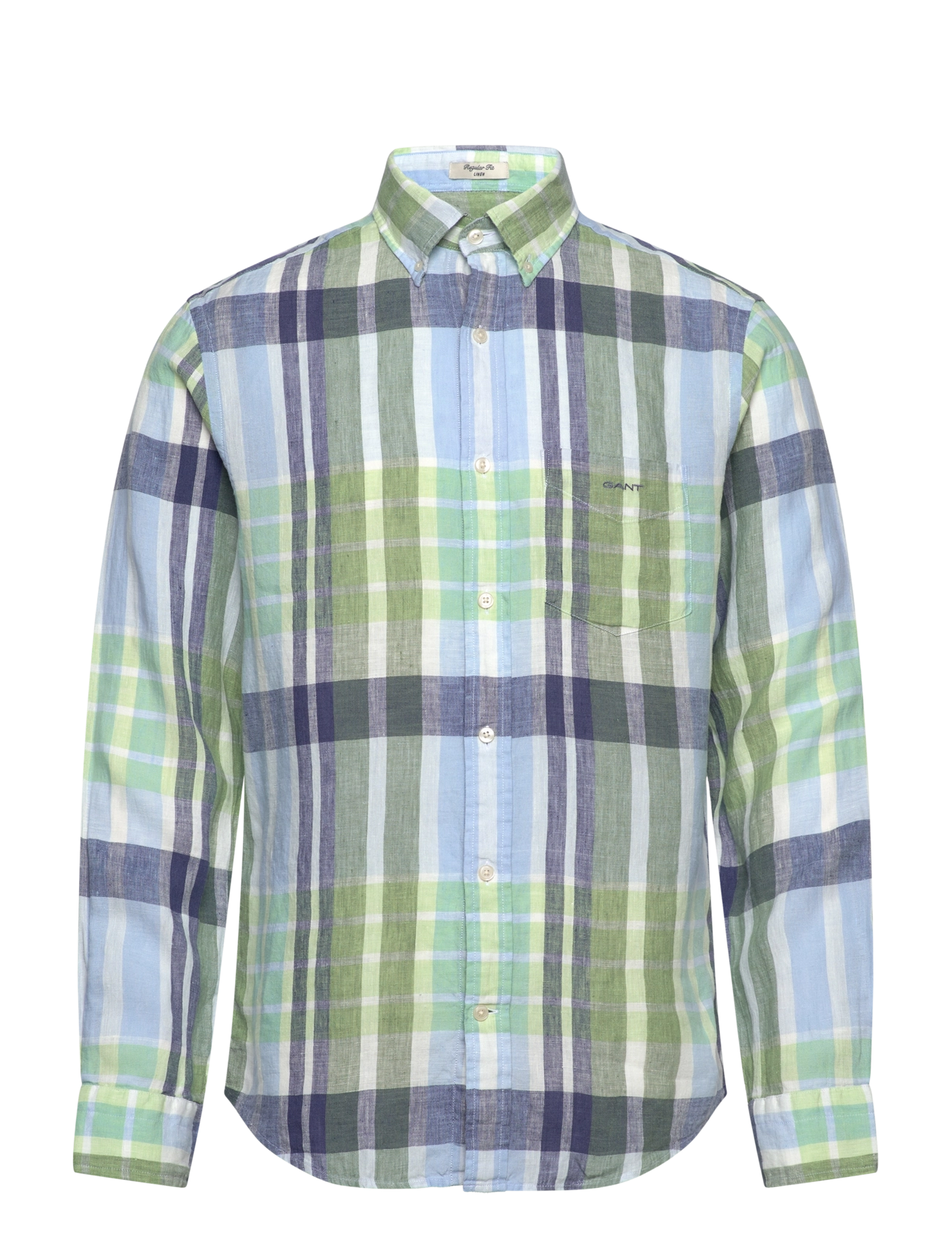GANT Reg Linen Madras Shirt Grün - XL - Herren