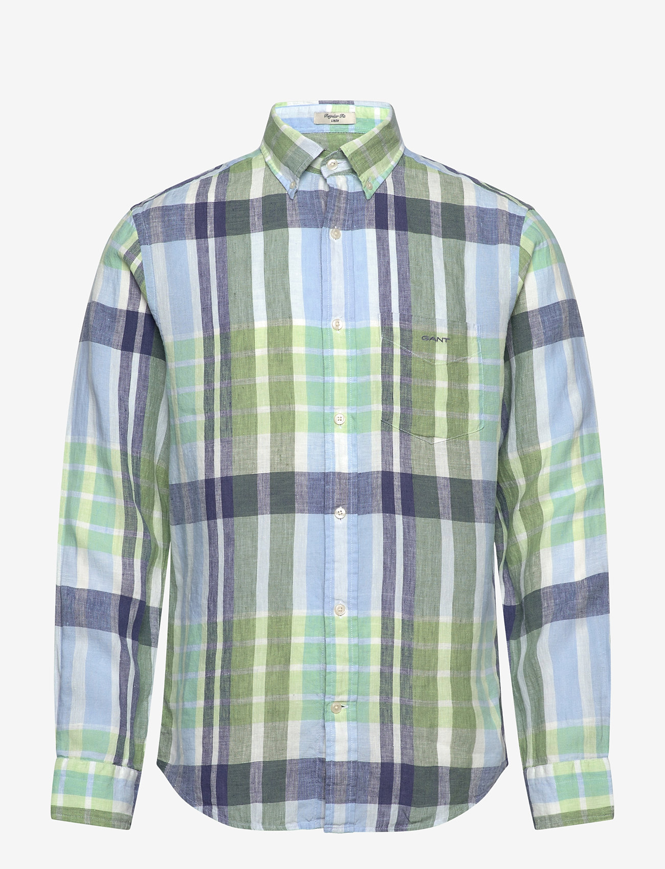 Gant - REG LINEN MADRAS SHIRT - linased särgid - kalamata green - 0