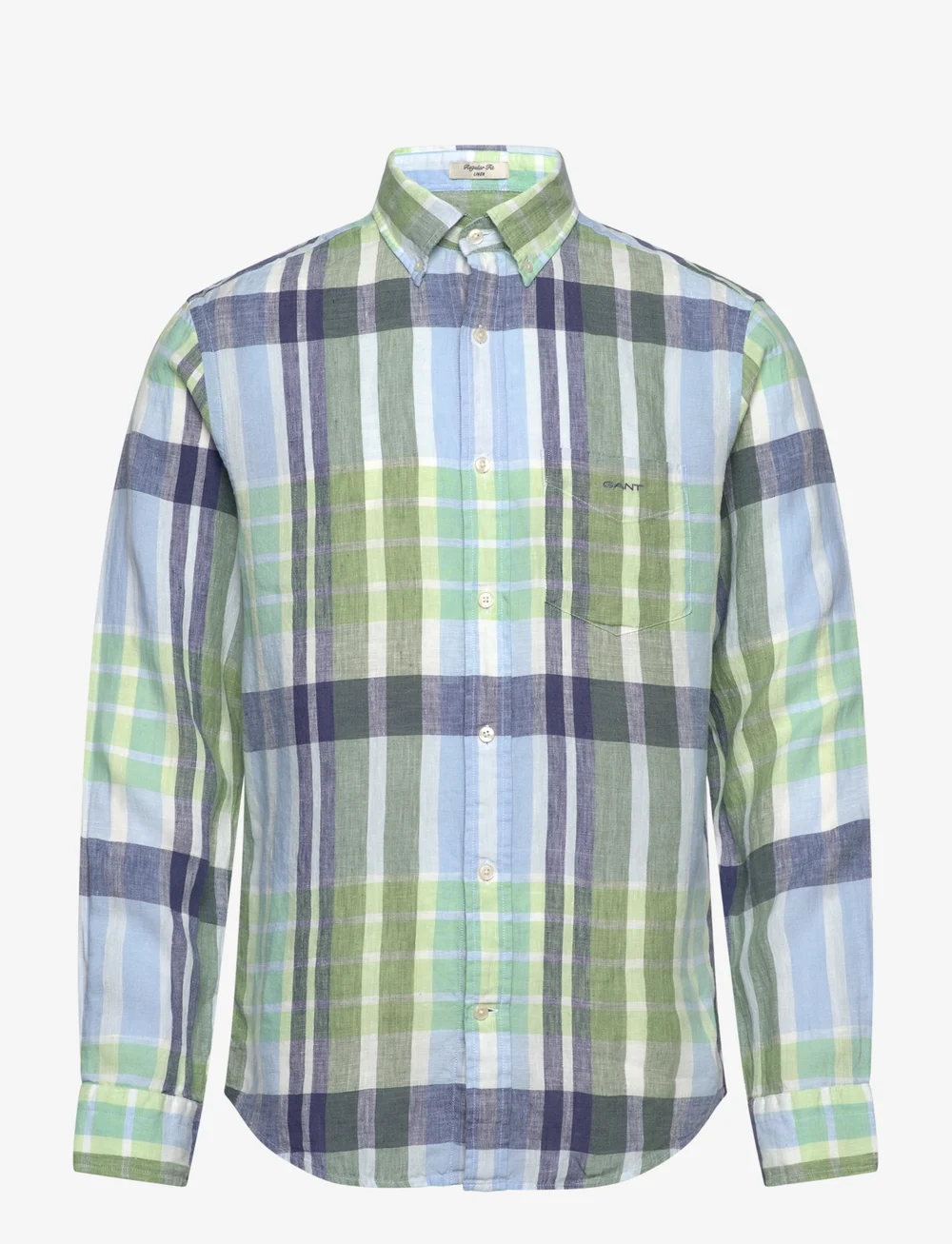 GANT - REG LINEN MADRAS SHIRT - linnen overhemden - kalamata green - 0