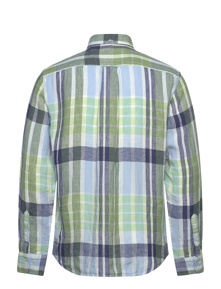 Gant - REG LINEN MADRAS SHIRT - leinenhemden - kalamata green - 1