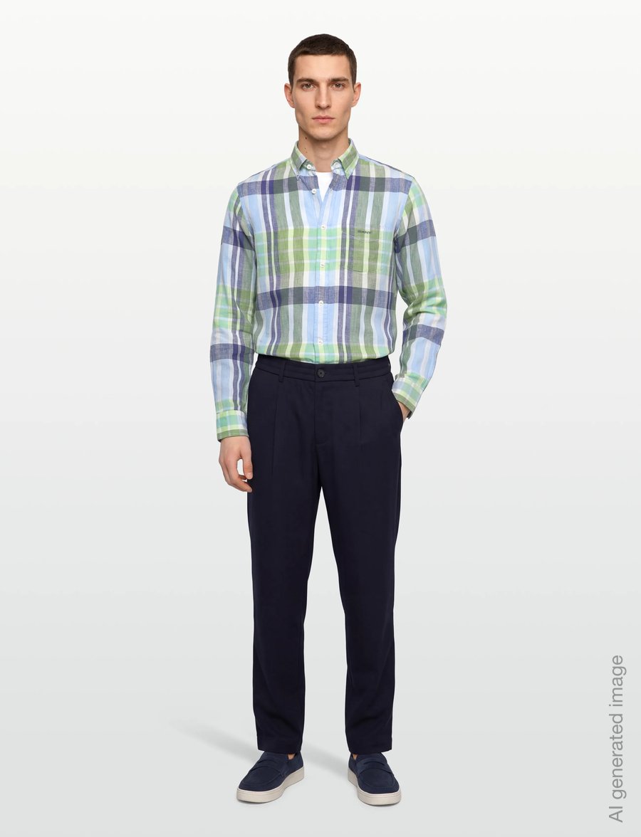 Gant - REG LINEN MADRAS SHIRT - linased särgid - kalamata green - 0