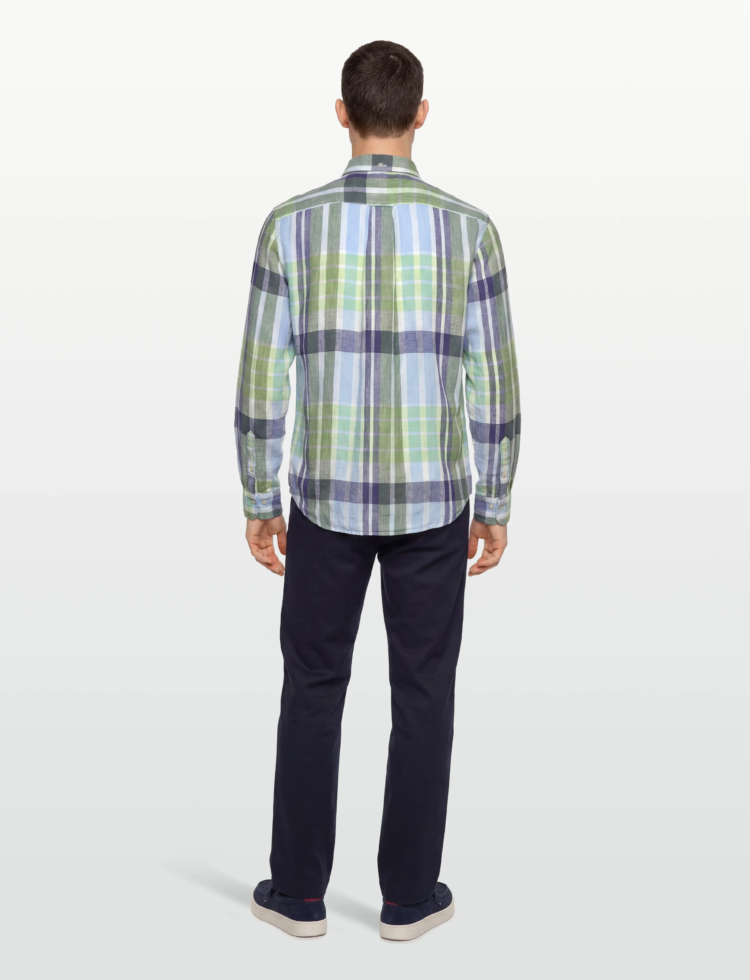 Gant - REG LINEN MADRAS SHIRT - geruite overhemden - kalamata green - 4