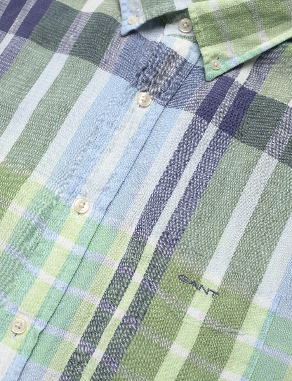 GANT - REG LINEN MADRAS SHIRT - linnen overhemden - kalamata green - 3