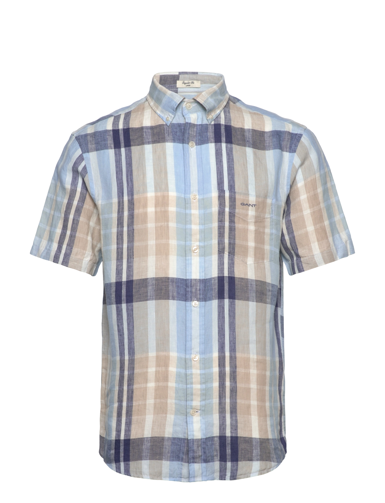 REG LINEN MADRAS SS SHIRT - DRY SAND