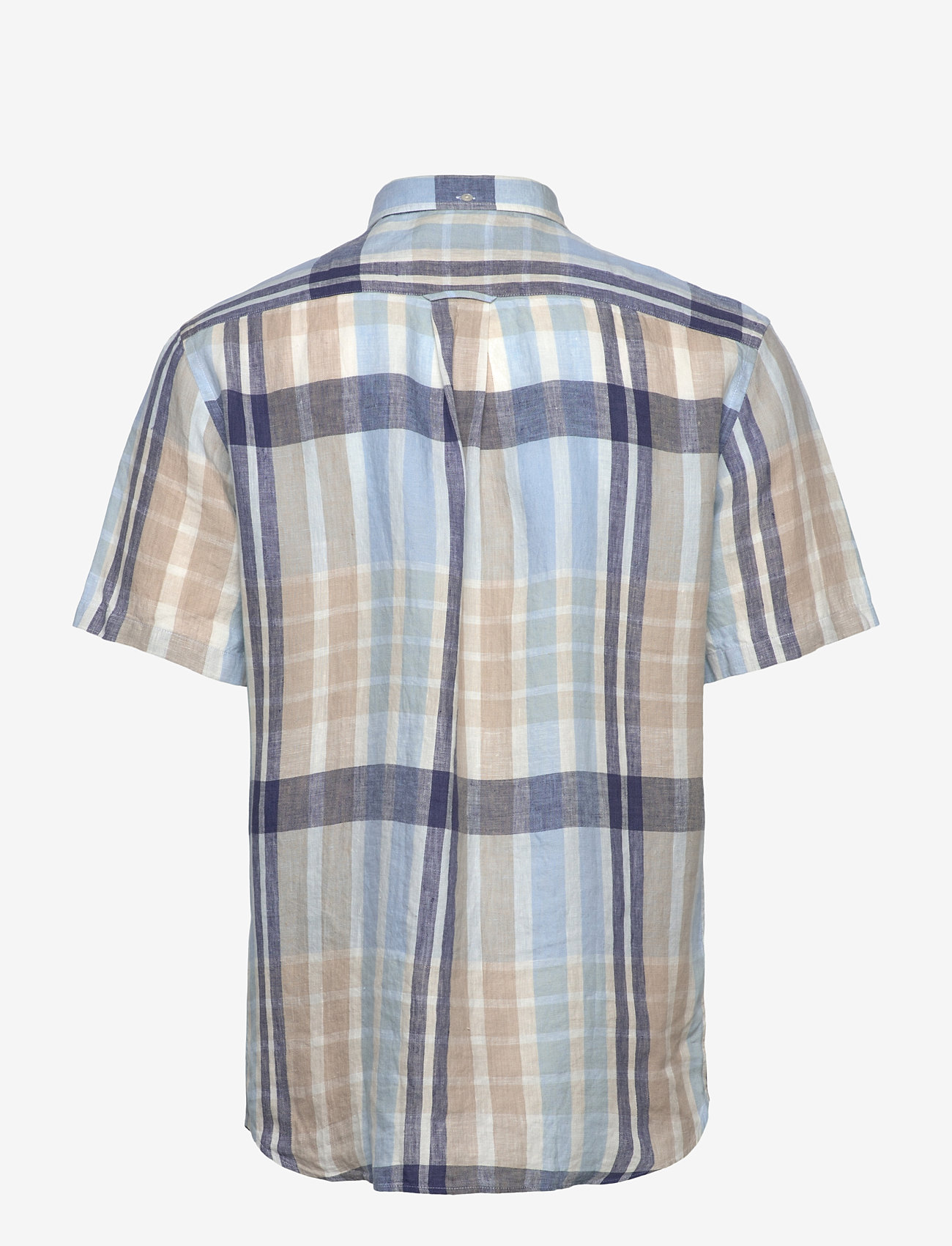 Gant - REG LINEN MADRAS SS SHIRT - dry sand - 1