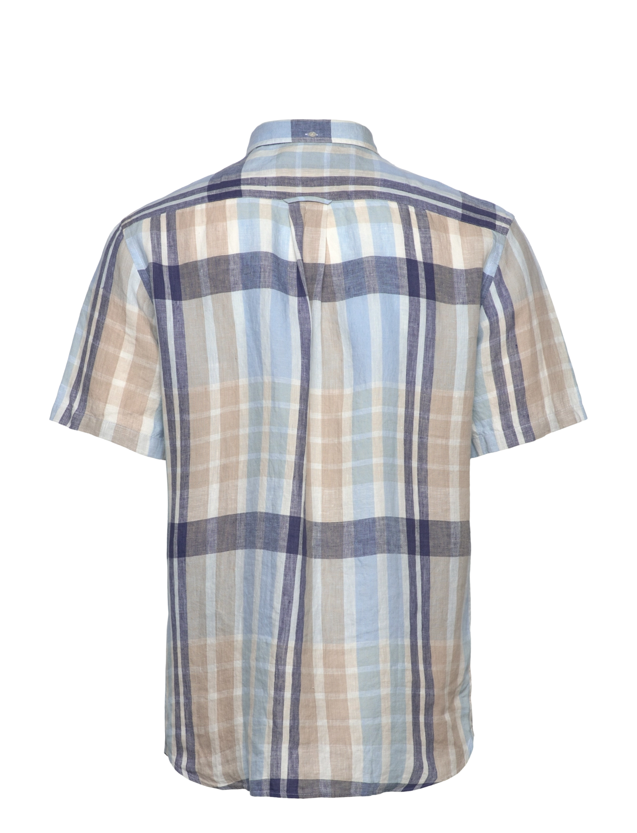 Gant - REG LINEN MADRAS SS SHIRT - dry sand - 1