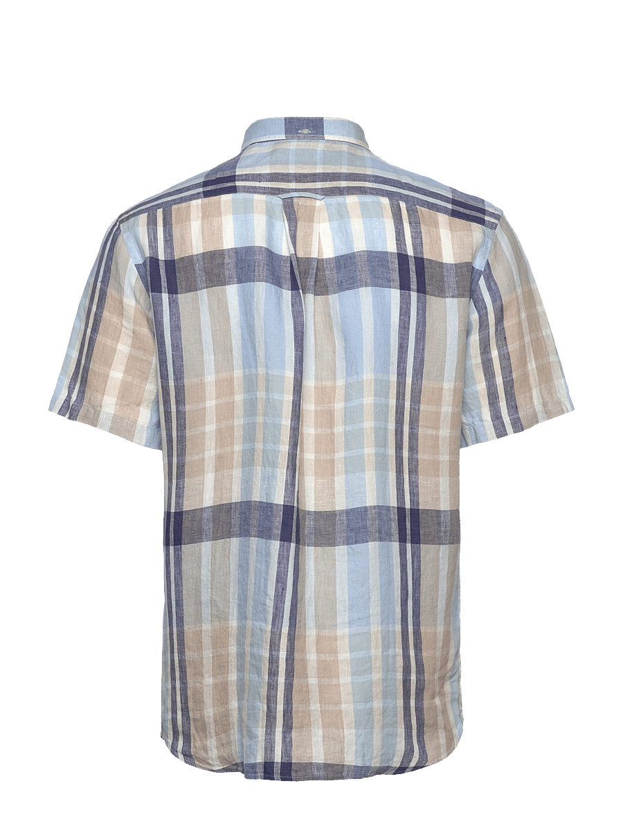 Gant - REG LINEN MADRAS SS SHIRT - dry sand - 1