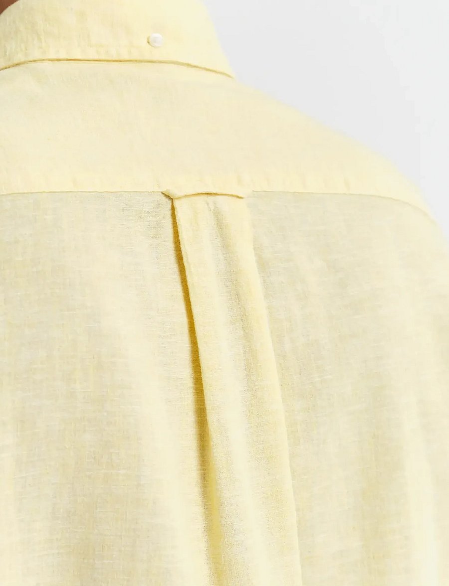 Gant - REG COTTON LINEN SHIRT - hørskjorter - banana yellow - 4