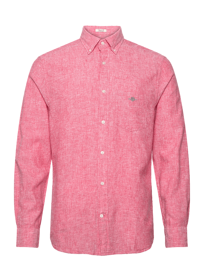 GANT - REG COTTON LINEN SHIRT - basic skjortor - brick red - 0
