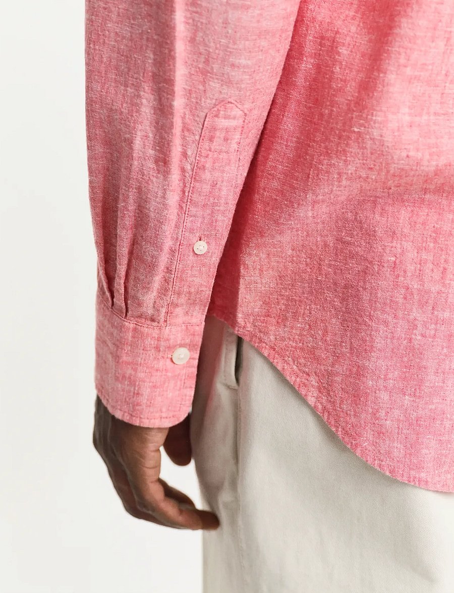 Gant - REG COTTON LINEN SHIRT - hørskjorter - brick red - 4