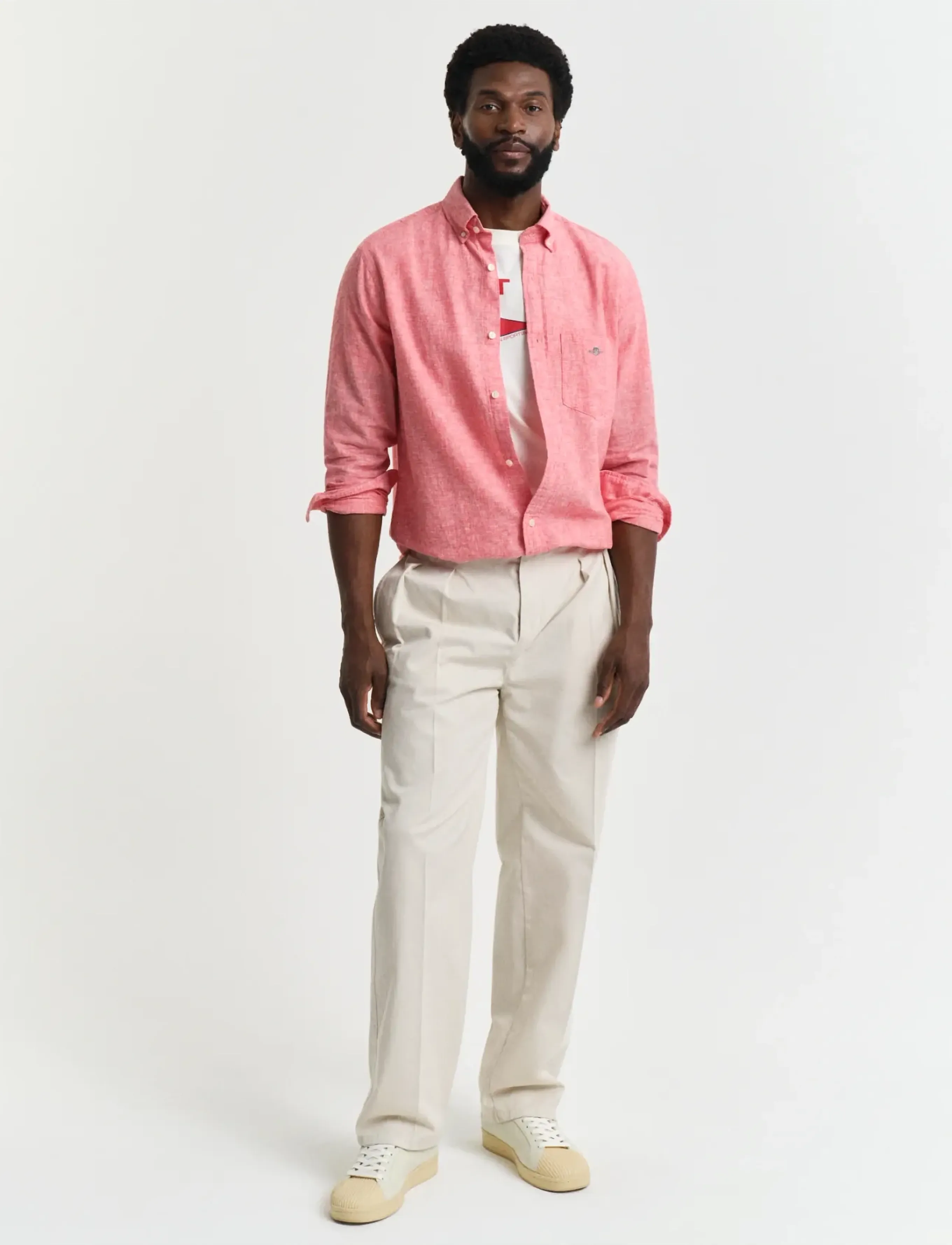 Gant - REG COTTON LINEN SHIRT - hørskjorter - brick red - 5