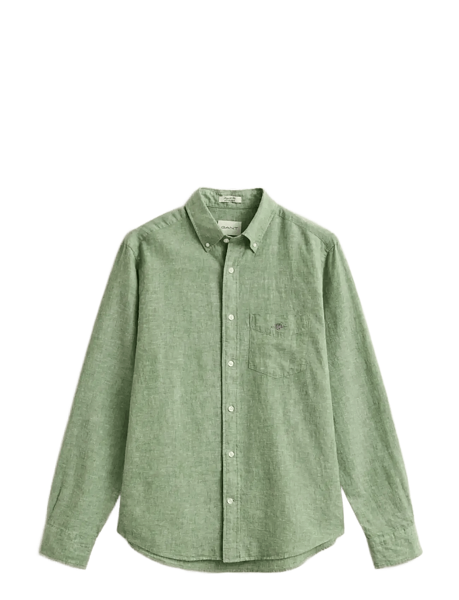 Gant - REG COTTON LINEN SHIRT - hørskjorter - herb green - 1