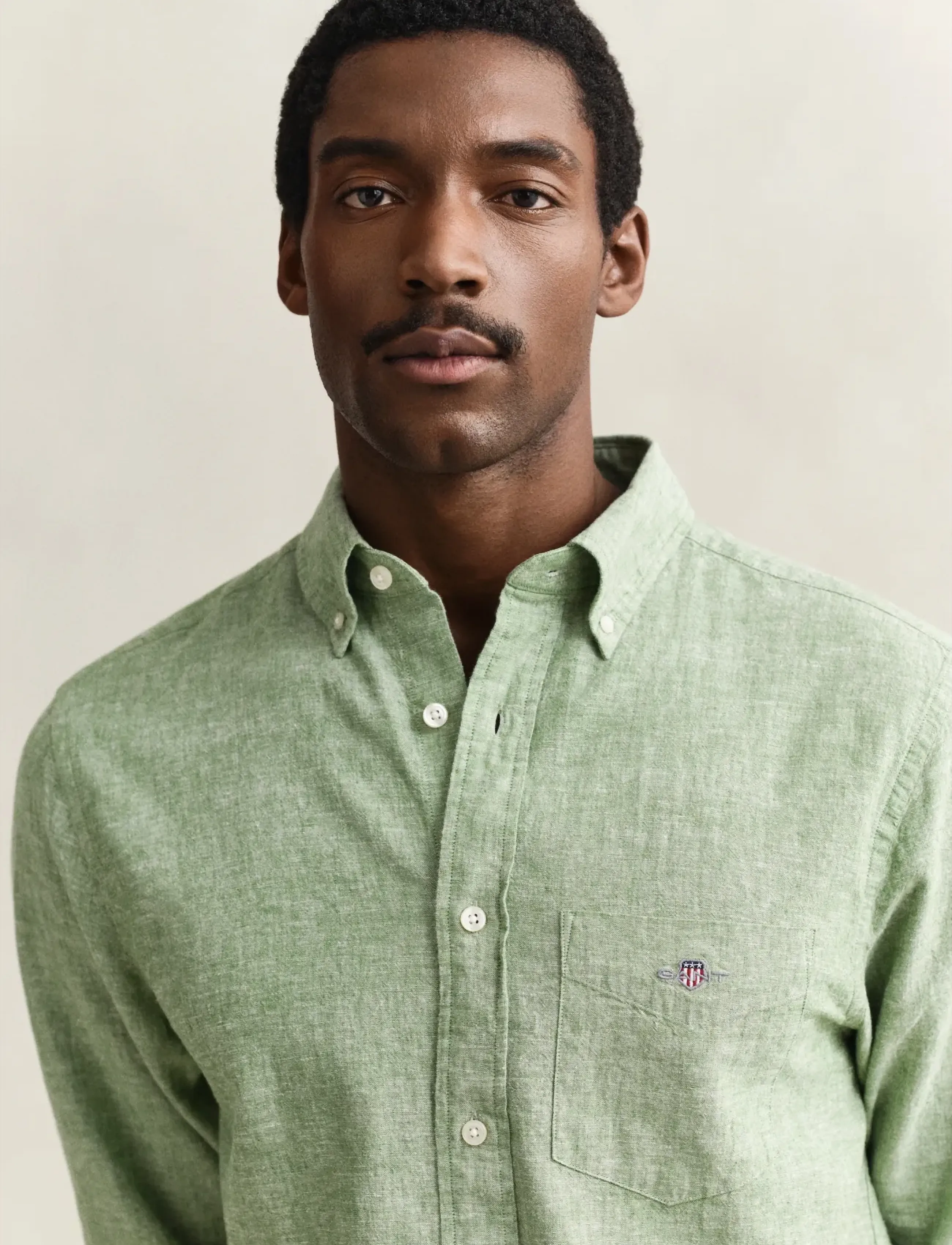 Gant - REG COTTON LINEN SHIRT - hørskjorter - herb green - 3