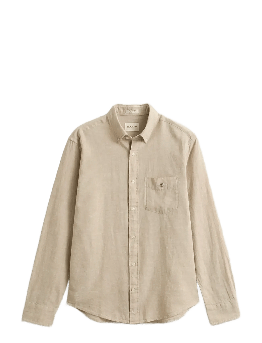 Gant - REG COTTON LINEN SHIRT - hørskjorter - oat beige - 1