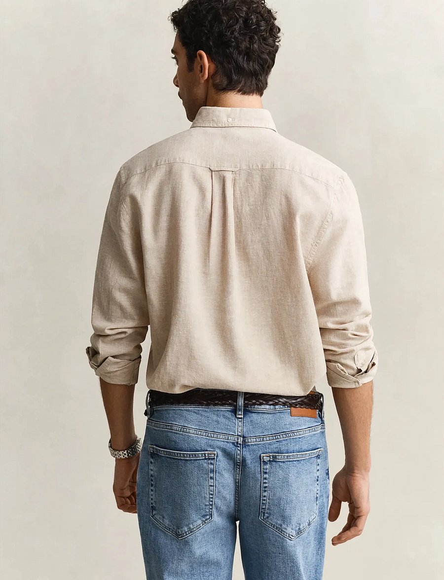 Gant - REG COTTON LINEN SHIRT - hørskjorter - oat beige - 2