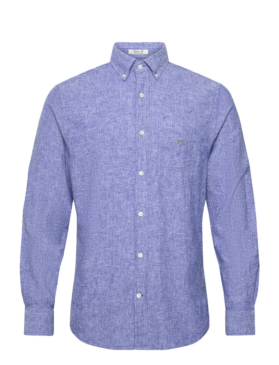 Gant - REG COTTON LINEN SHIRT - hørskjorter - rich blue - 1