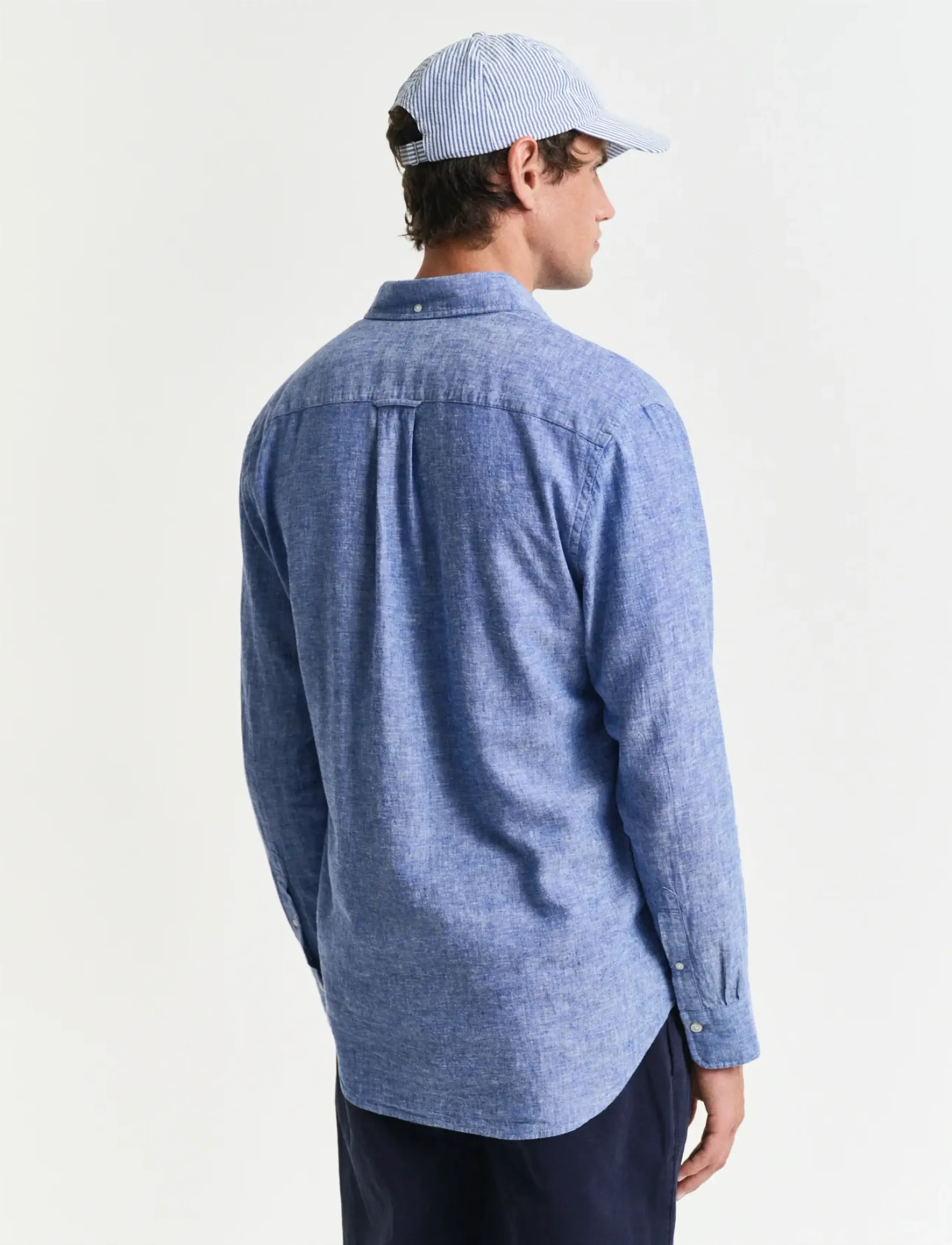 Gant - REG COTTON LINEN SHIRT - hørskjorter - rich blue - 3