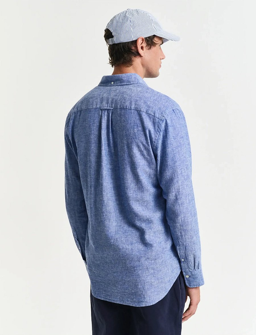 Gant - REG COTTON LINEN SHIRT - hørskjorter - rich blue - 3