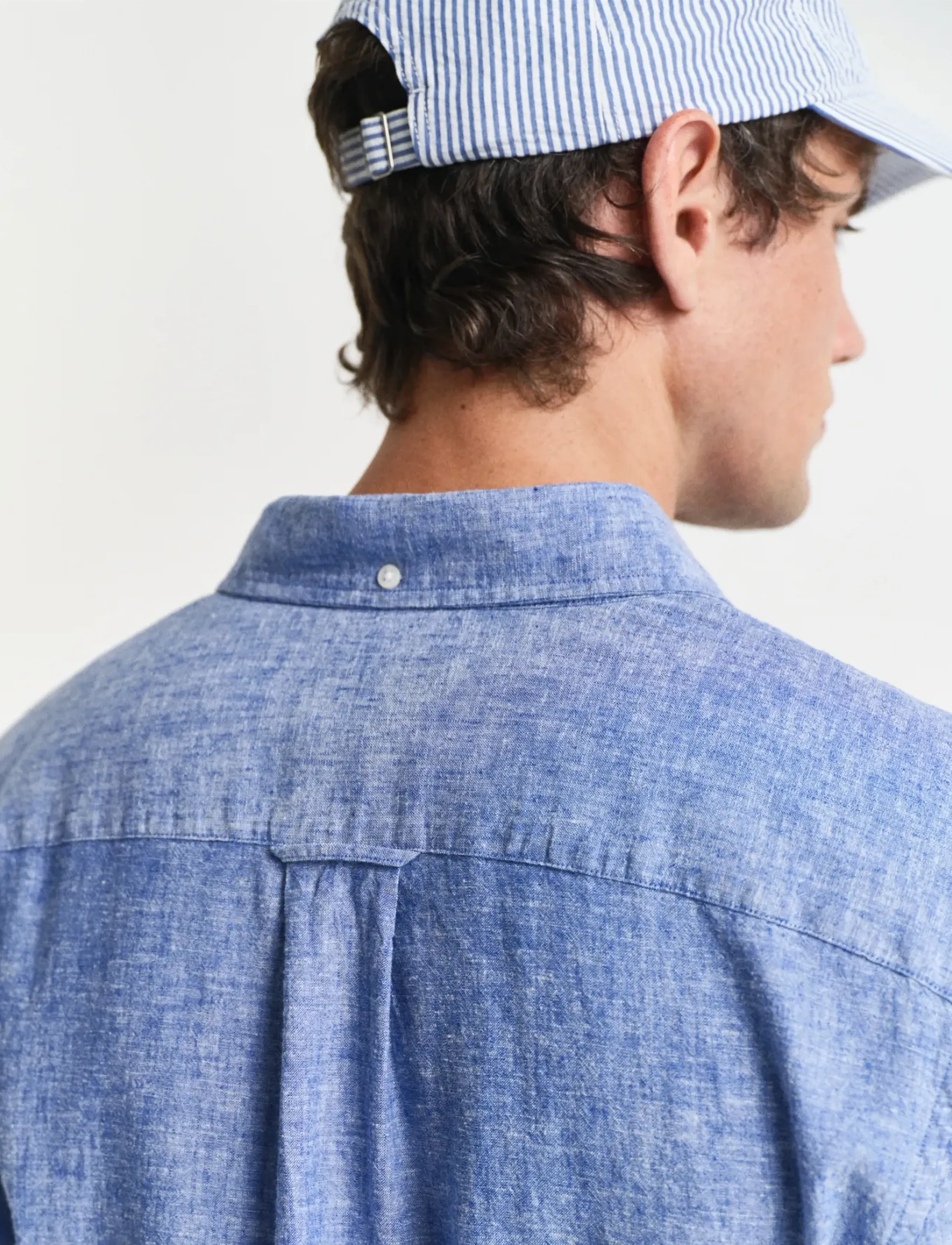 Gant - REG COTTON LINEN SHIRT - hørskjorter - rich blue - 4