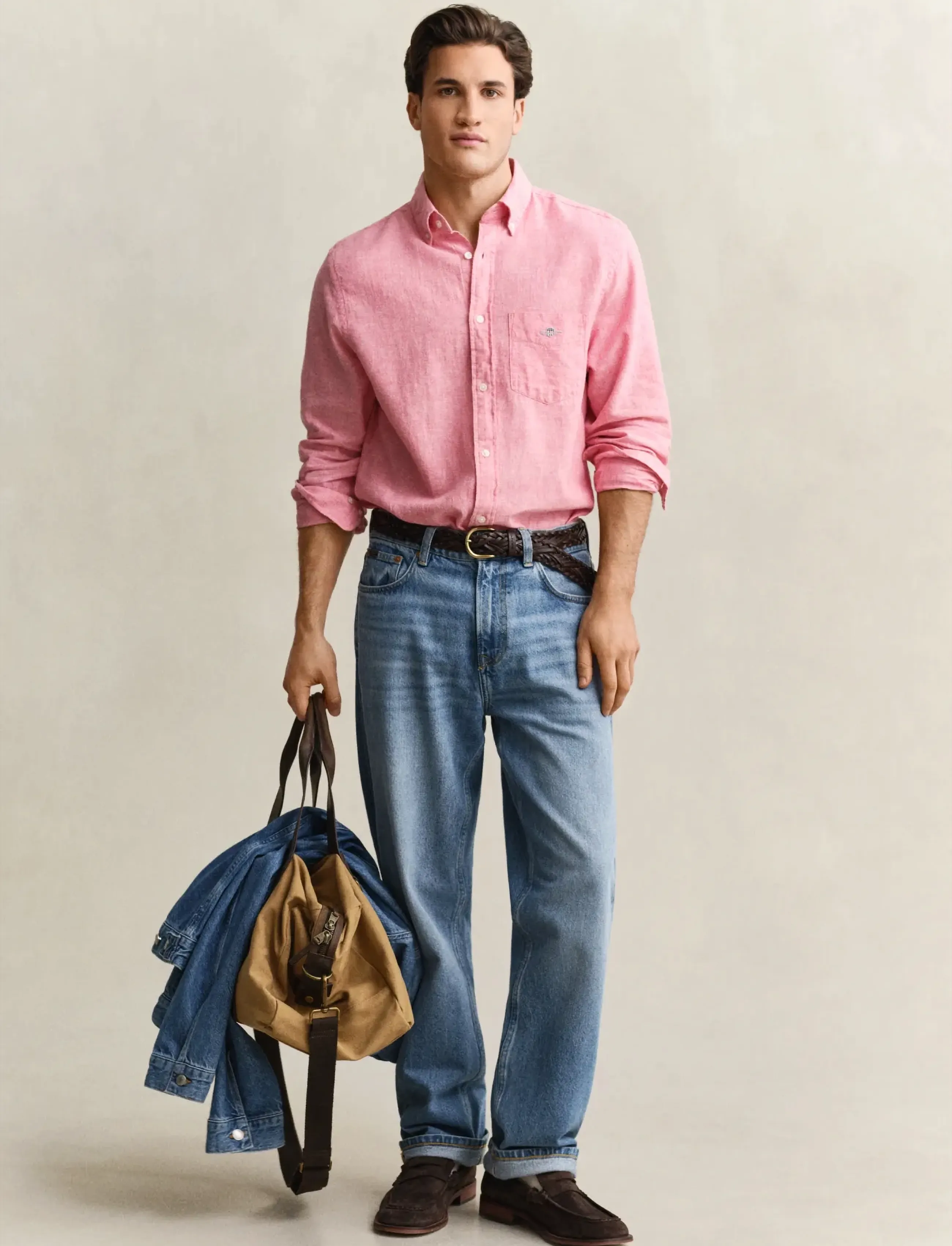 Gant - REG COTTON LINEN SHIRT - hørskjorter - rose pink - 4