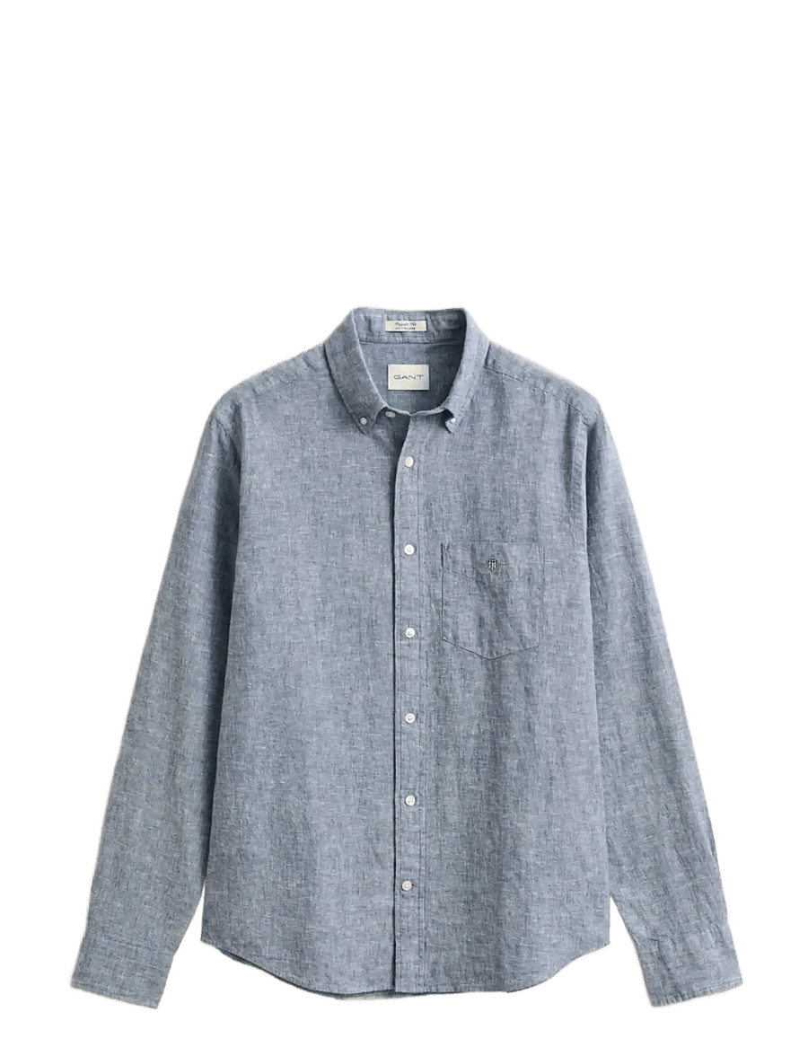 Gant - REG COTTON LINEN SHIRT - hørskjorter - vintage blue - 1