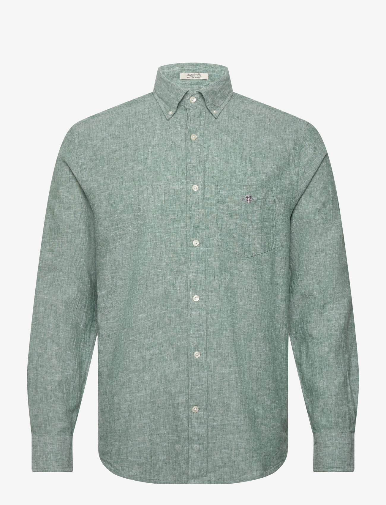 GANT - REG COTTON LINEN SHIRT - basic shirts - woody green - 0
