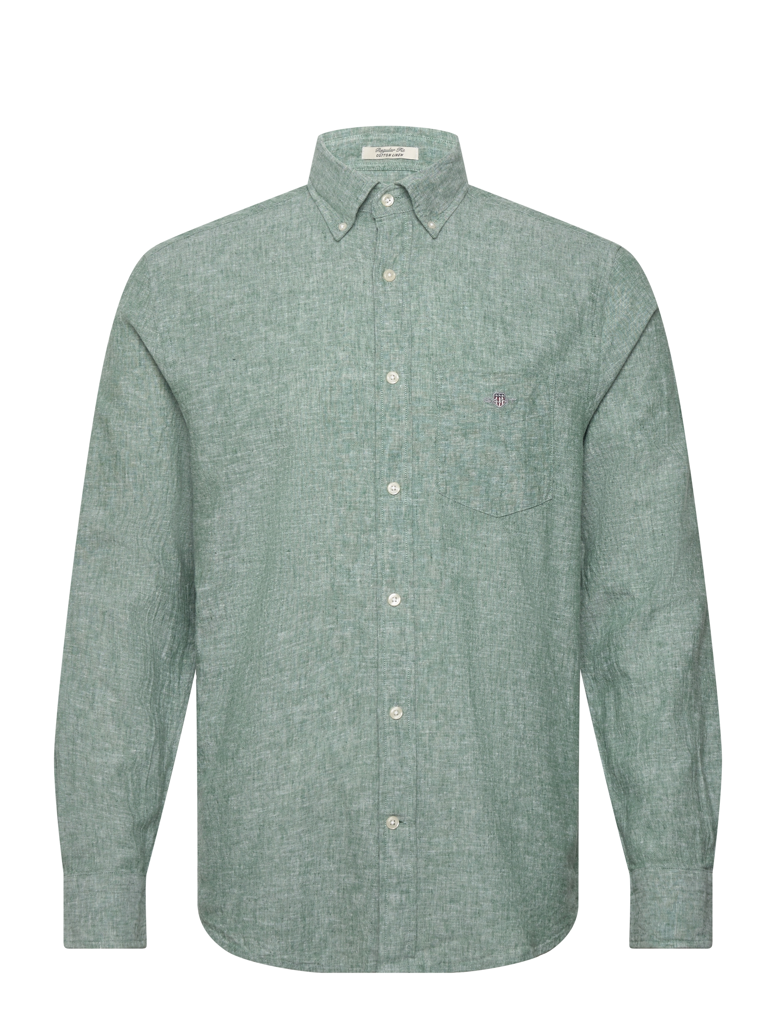 Gant REG COTTON LINEN SHIRT - Särgid - WOODY GREEN / green