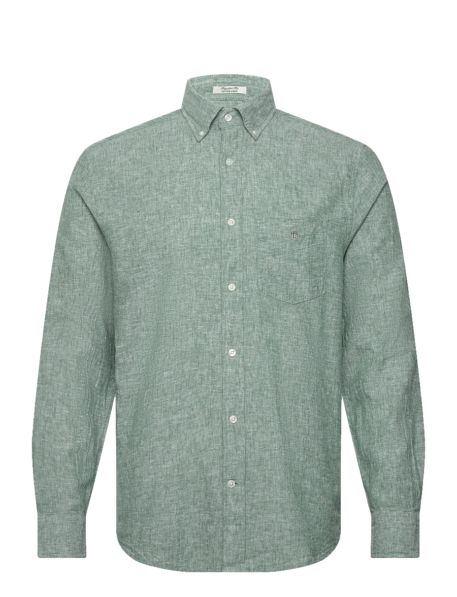 Gant - REG COTTON LINEN SHIRT - chemises de lin - woody green - 1