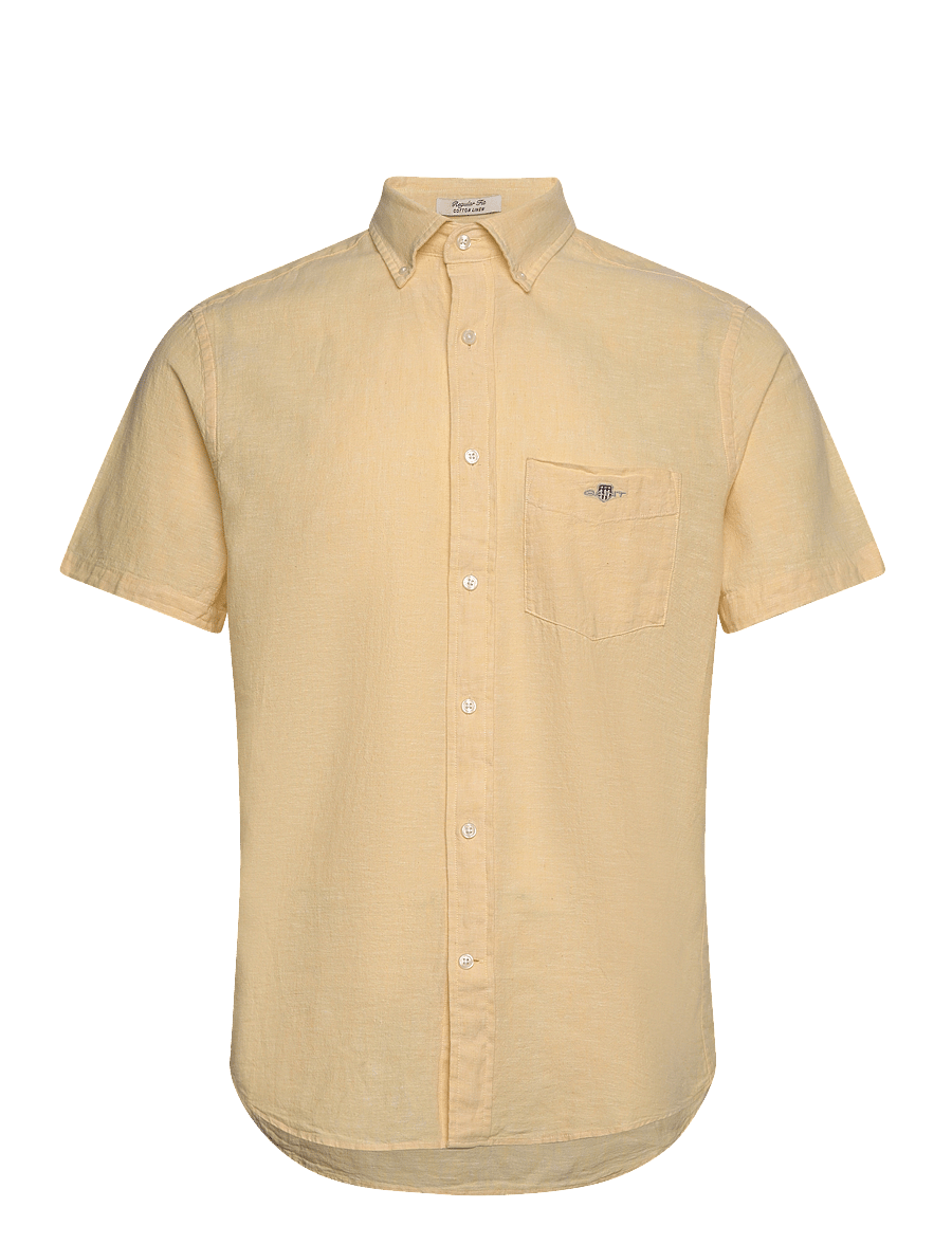 Gant - REG COTTON LINEN SS SHIRT - kortærmede skjorter - banana yellow - 1