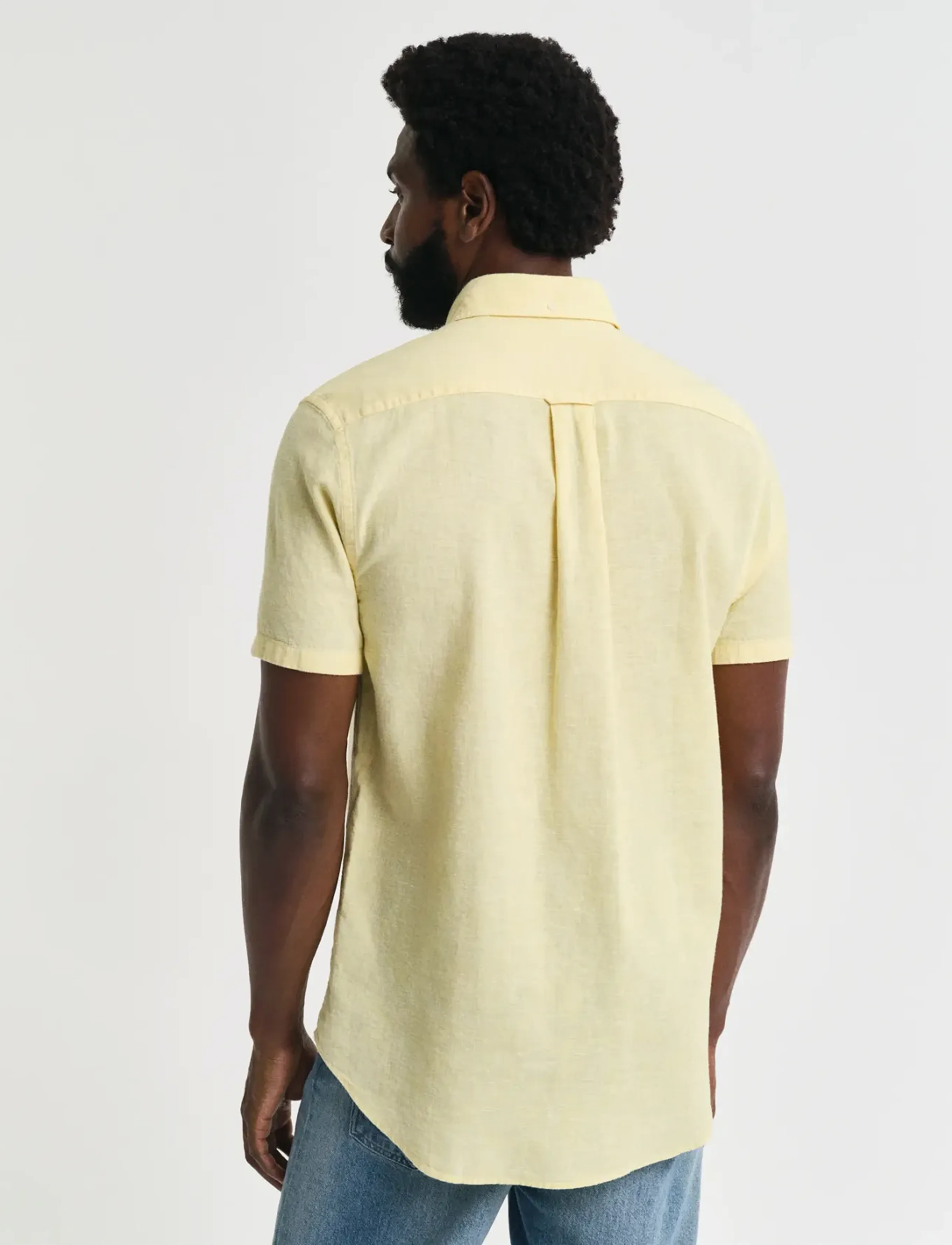 Gant - REG COTTON LINEN SS SHIRT - kortærmede skjorter - banana yellow - 3