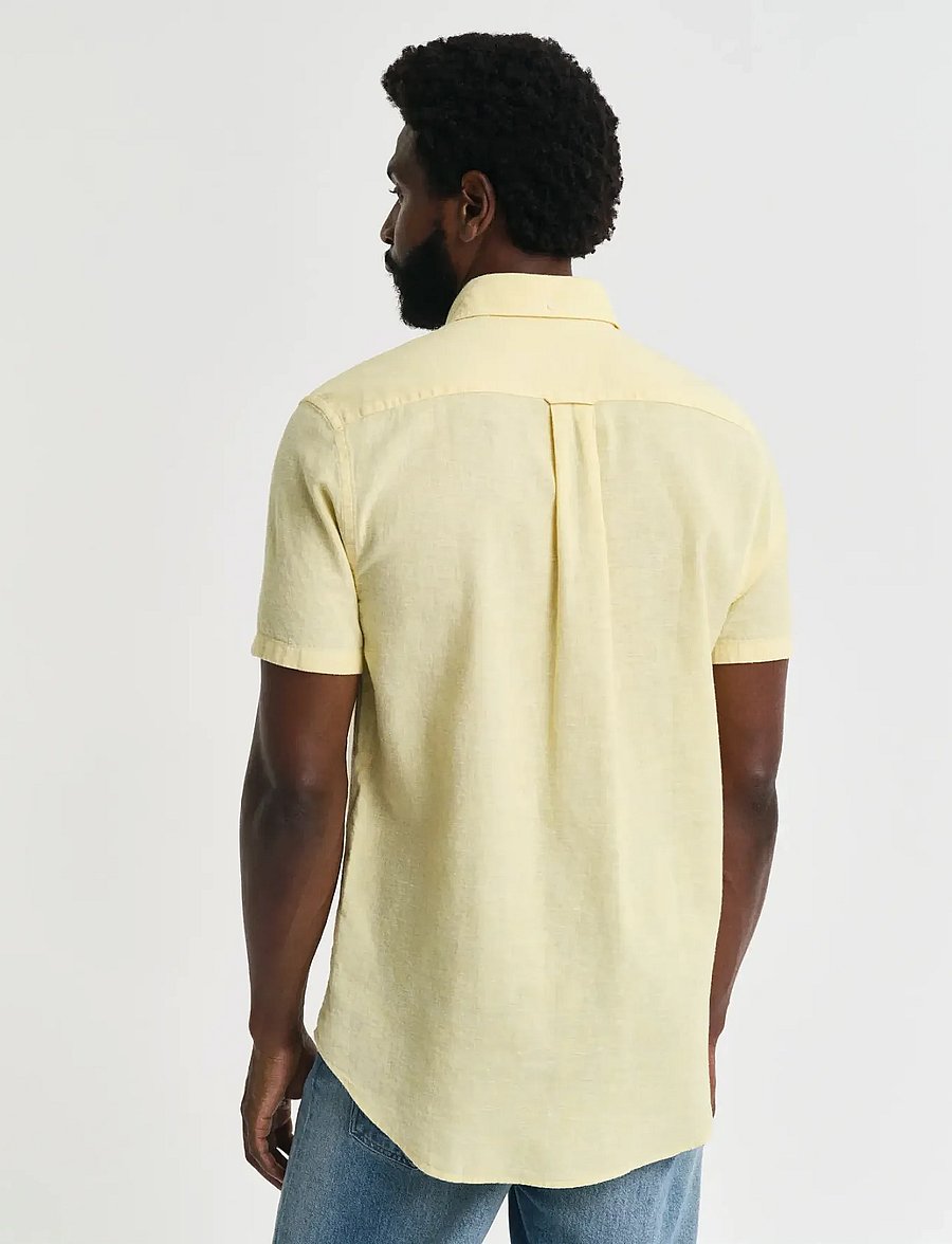 Gant - REG COTTON LINEN SS SHIRT - kortærmede skjorter - banana yellow - 3