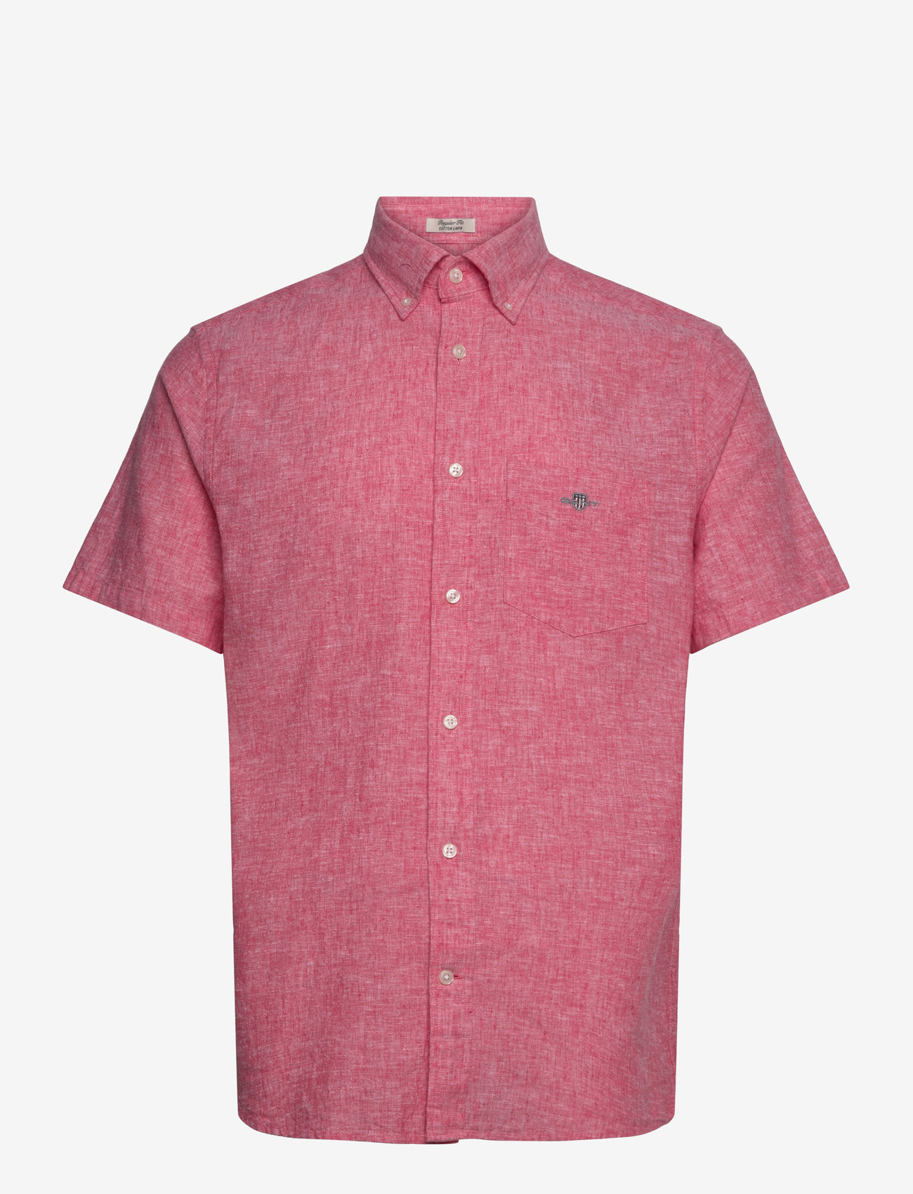 GANT - REG COTTON LINEN SS SHIRT - basic shirts - brick red - 1