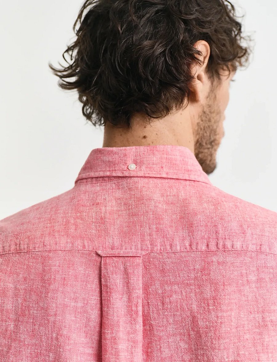 Gant - REG COTTON LINEN SS SHIRT - chemises à manches courtes - brick red - 4