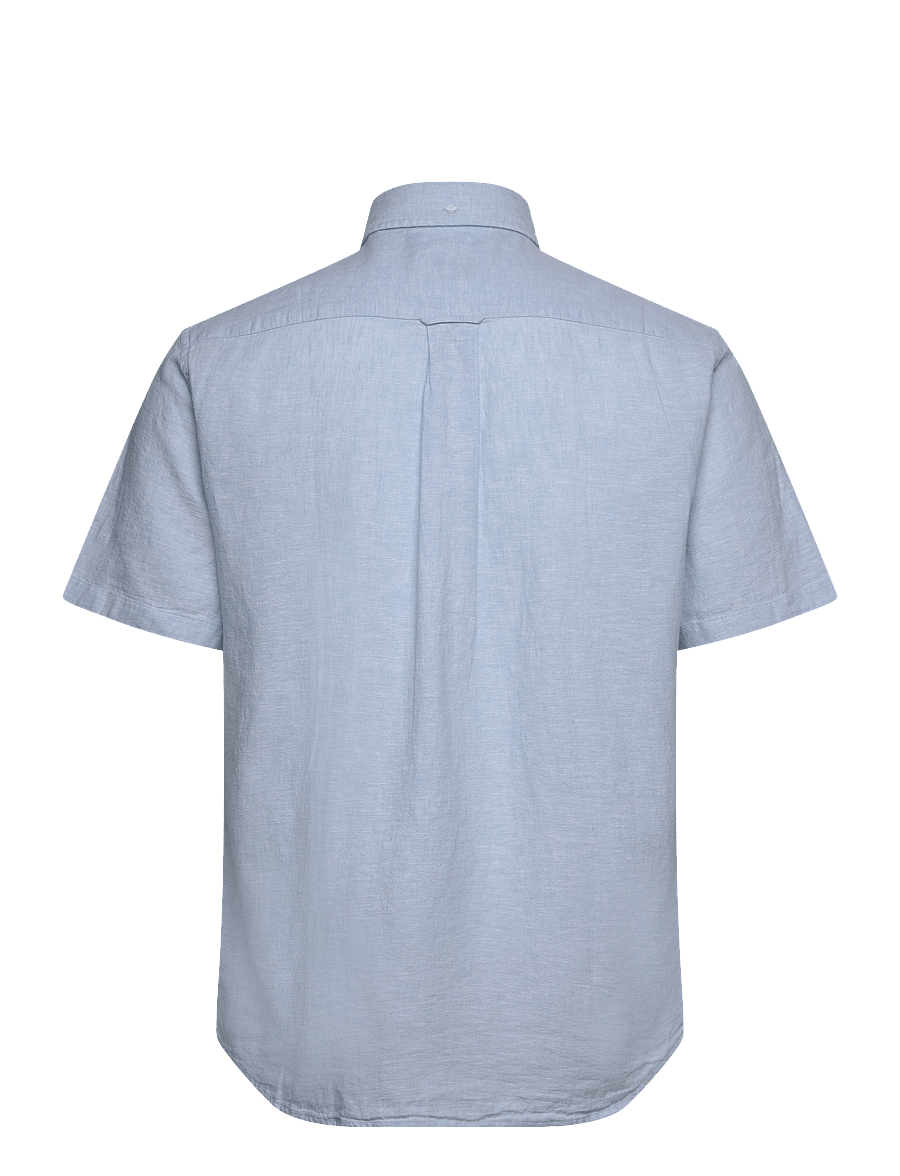 Gant - REG COTTON LINEN SS SHIRT - kurzarmhemden - fresh blue - 2