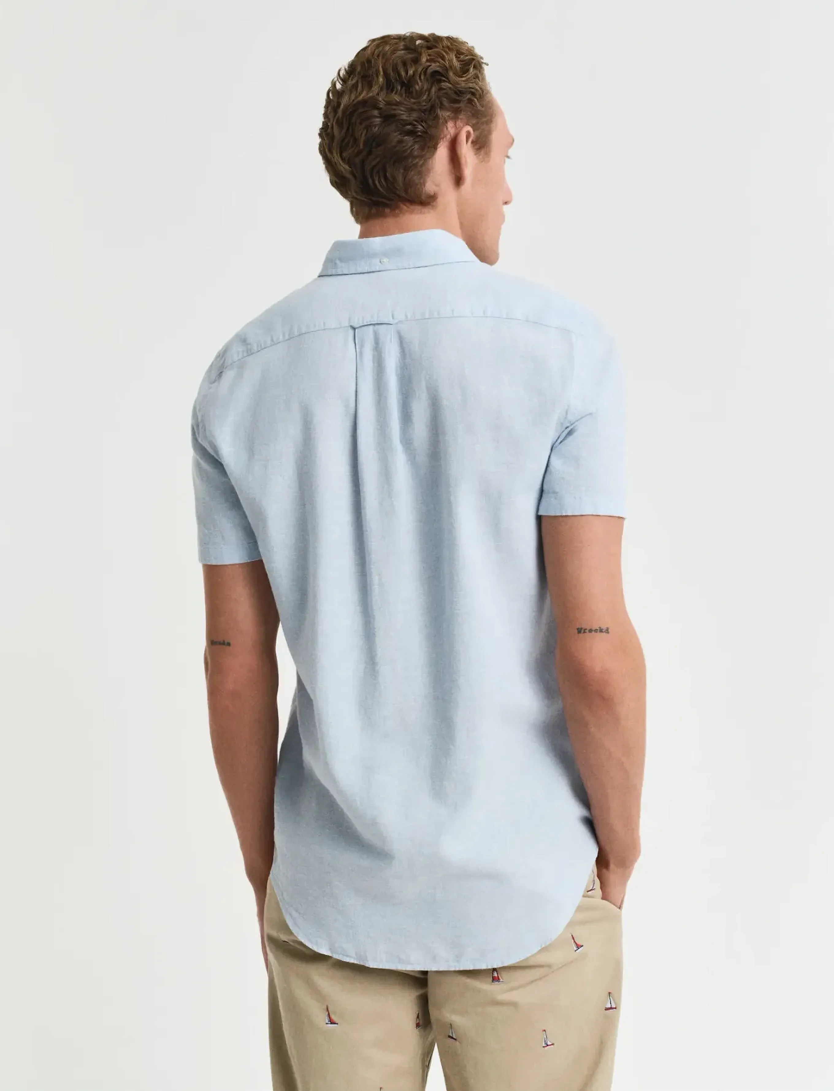 Gant - REG COTTON LINEN SS SHIRT - lühikeste varrukatega särgid - fresh blue - 3