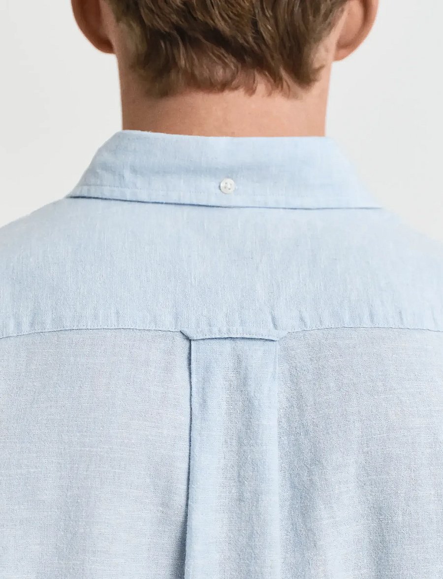Gant - REG COTTON LINEN SS SHIRT - kurzarmhemden - fresh blue - 4