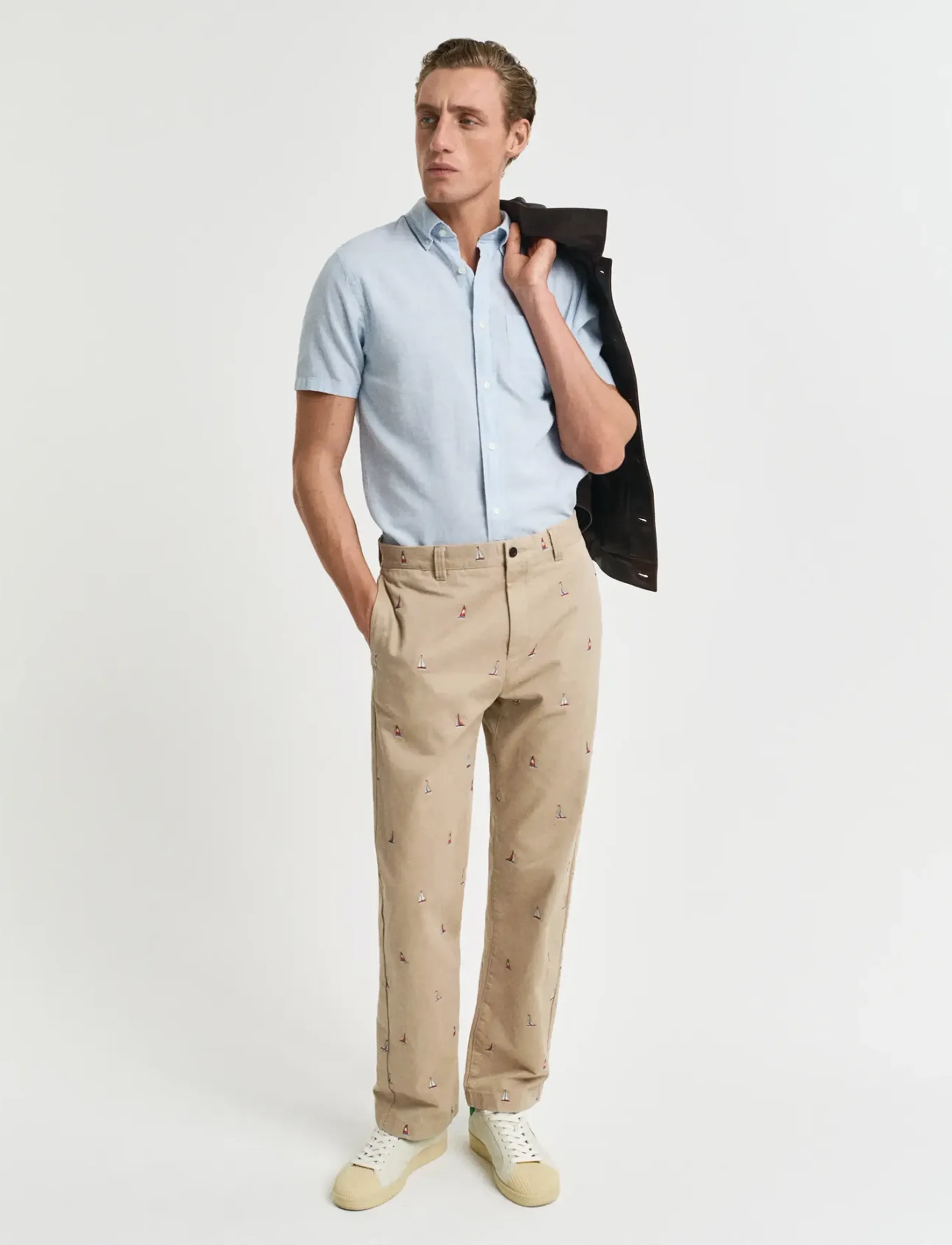 Gant - REG COTTON LINEN SS SHIRT - lühikeste varrukatega särgid - fresh blue - 5