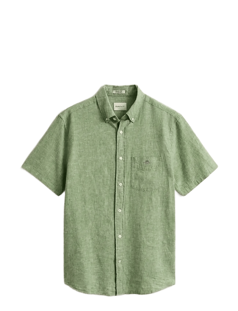 Gant - REG COTTON LINEN SS SHIRT - kurzarmhemden - herb green - 1