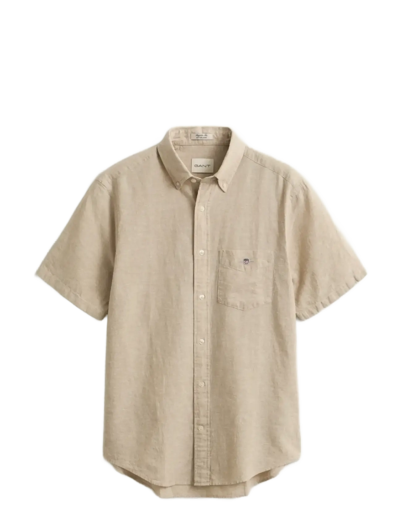 GANT REG COTTON LINEN SS SHIRT - Skjorter - OAT BEIGE / beige