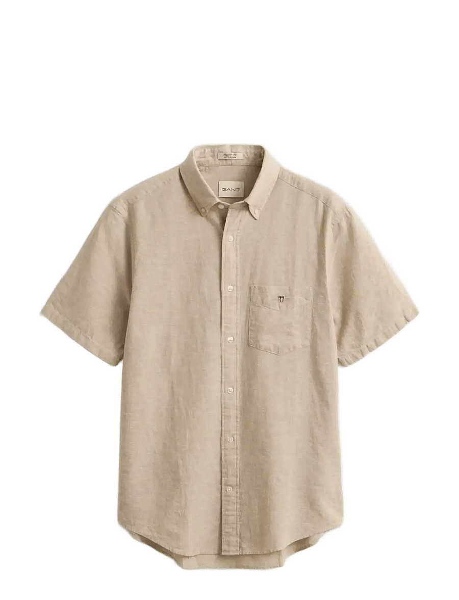 Gant - REG COTTON LINEN SS SHIRT - kortærmede skjorter - oat beige - 1