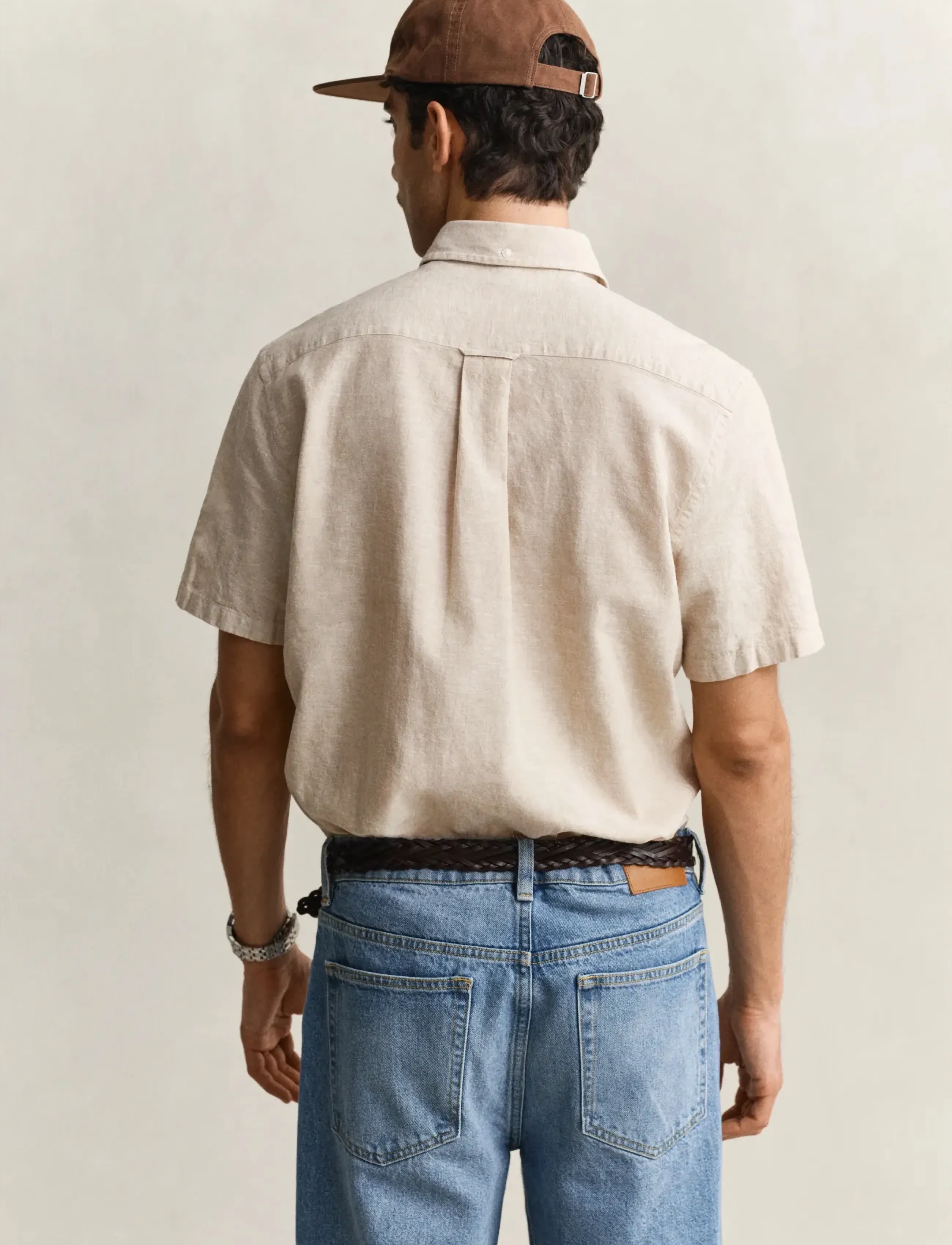 Gant - REG COTTON LINEN SS SHIRT - kortærmede skjorter - oat beige - 2