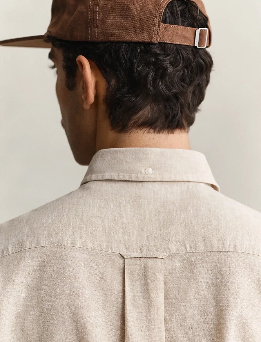 Gant - REG COTTON LINEN SS SHIRT - kortærmede skjorter - oat beige - 3