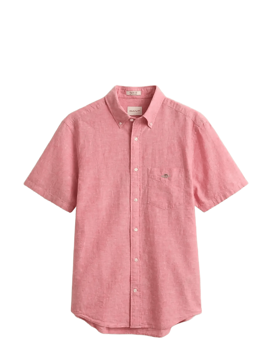 Gant - REG COTTON LINEN SS SHIRT - kortärmade skjortor - rose pink - 1